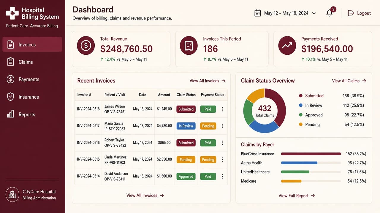 Billing System software interface