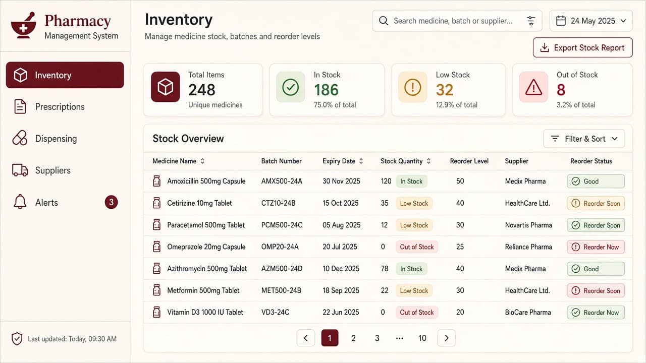 Pharmacy Management software interface